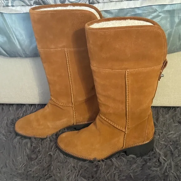 Coach Boots FG1011- TALL Saddle Shearling Winter Warm Sheepskin size  casual